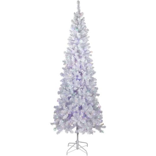 7.5Ft Pre-Lit White Winston Pine Pencil Artificial Christmas Tree, Multi LED Lights By Northlight | 7.5 ft | Michaels®